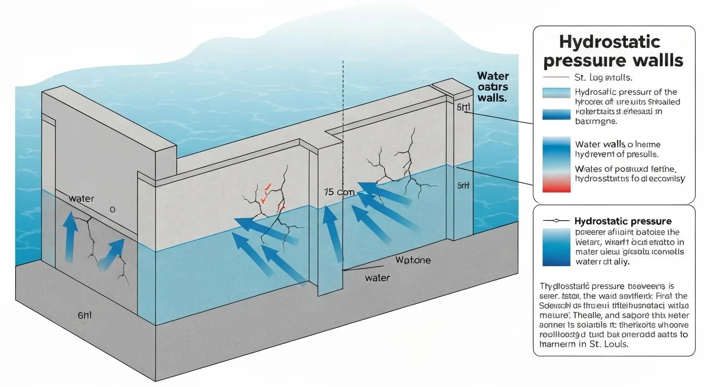 Diagram showing hydrostatic pressure impacting basement walls in St. Louis